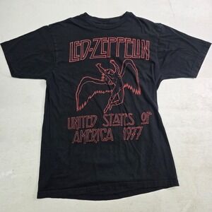 Led‎ Zeppelin Classic Rock T-Shirt Black Concert Mens Sz L Swan Angel Band Tee